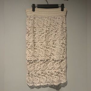 Eye Candy Cream Lace Pencil Skirt